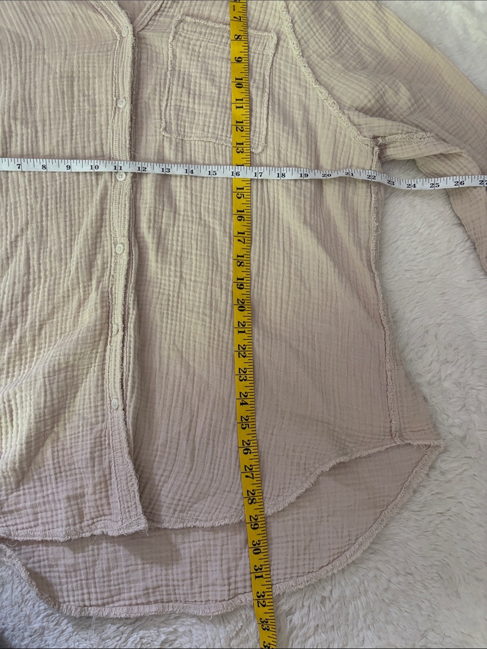 Aerie Pool To Party Cover Up Tan Oat Size Small Button Tunic Oversized Fray Hem - Picture 5 of 11